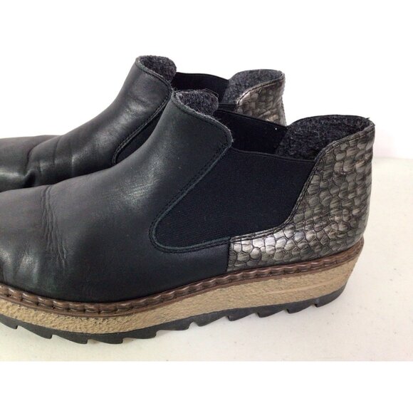 Rieker Leather Platform Ankle Boots Womens 41 - Picture 4 of 7